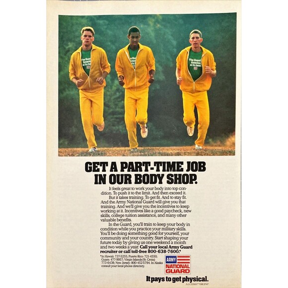 Army National Guard "Get a Part-Time Job in Our Body Shop" Print Ad 1983 - Picture 1 of 3